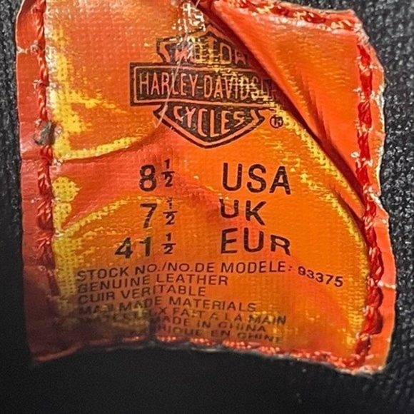 Harley Davidson Low Top Boots Mens Sz 8.5 Womens 10 Riding Black Leather Shoes - Picture 9 of 9